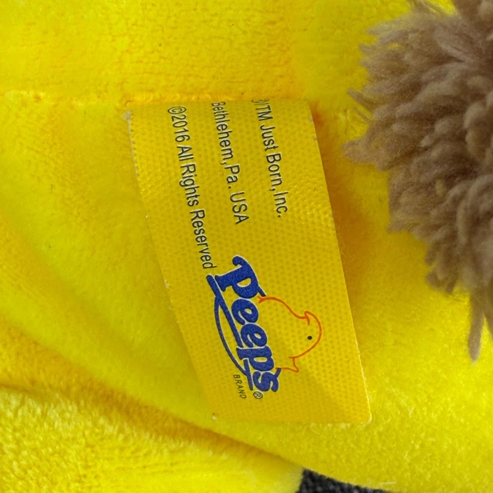 Peeps Teddy Bear Plush Yellow Hoodie Onesie Tan Brown Just Born 2016 Excellent